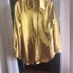 Gold silk button down